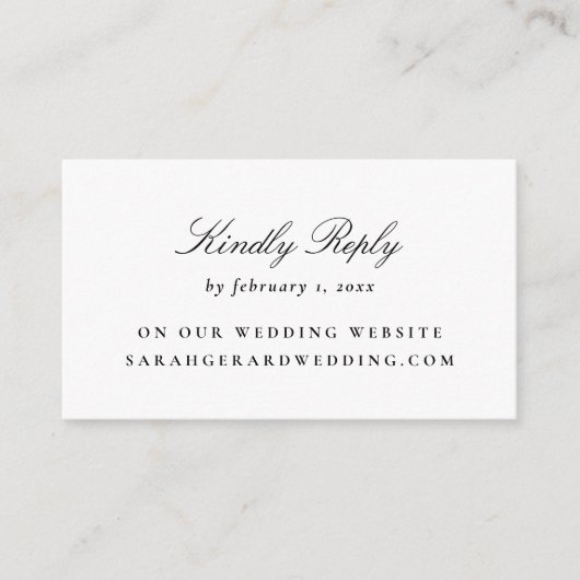 Trouwen RSVP Eenvoudig, Elegant Zwart-wit Informatiekaartje (Voorkant)
