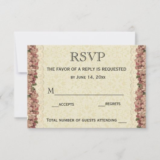 Trouwen RSVP Kaart / Bloemen Kant  (Voorkant)