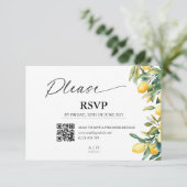 Trouwen RSVP Kaart met QR Code - Citroenen, Italië (Staand voorkant)