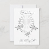 Trouwen RSVP Kaart Zilveren Libellen Hart (Voorkant)