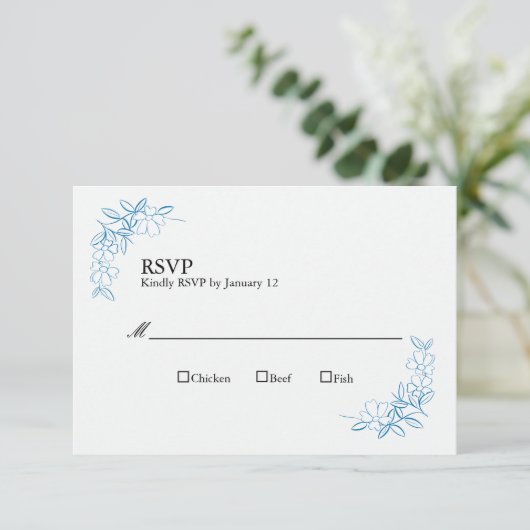 Trouwen RSVP Kaarten  Dusty Blue Kaartje (Staand voorkant)