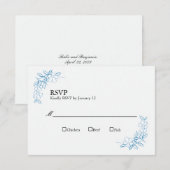 Trouwen RSVP Kaarten  Dusty Blue Kaartje (Voorkant / Achterkant)