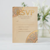 Trouwen RSVP Kaarten | Gold Nouveau Deco (Staand voorkant)