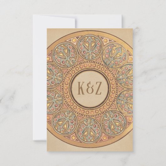 Trouwen RSVP Kaarten | Gold Nouveau Deco (Achterkant)