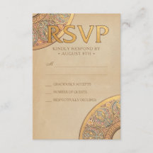 Trouwen RSVP Kaarten | Gold Nouveau Deco