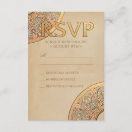 Trouwen RSVP Kaarten | Gold Nouveau Deco Kaartje