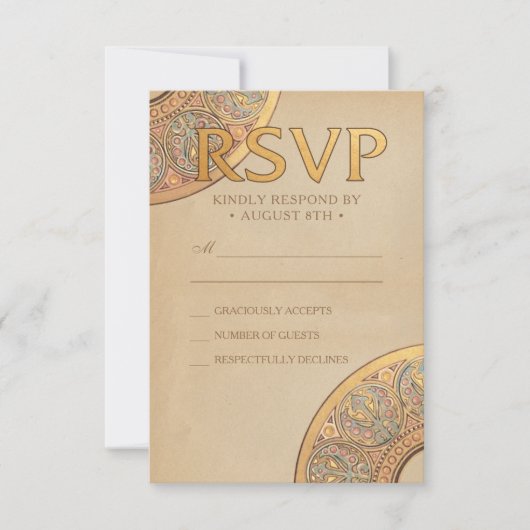 Trouwen RSVP Kaarten | Gold Nouveau Deco Kaartje (Voorkant)