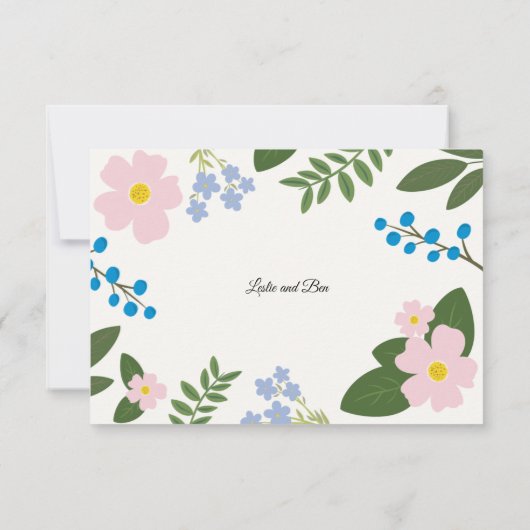 Trouwen RSVP Kaarten Roze Bloem (Achterkant)