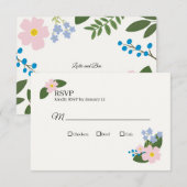 Trouwen RSVP Kaarten Roze Bloem (Voorkant / Achterkant)