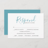 Trouwen RSVP Kaarten Sjabloon Turquoise Blue (Voorkant / Achterkant)