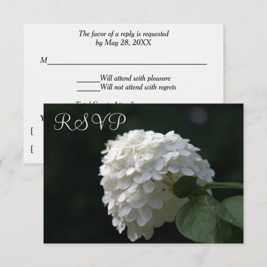 Trouwen RSVP Kaarten Witte Limoen Hydrangea Kaartje (Voorkant / Achterkant)