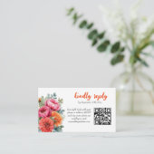 Trouwen RSVP QR code Sinaasappel Roze Waterverf Bl Informatiekaartje (Staand voorkant)