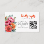 Trouwen RSVP QR code Sinaasappel Roze Waterverf Bl Informatiekaartje (Voorkant)