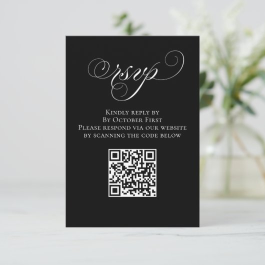 Trouwen RSVP QR Code Zwart-wit (Staand voorkant)