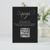 Trouwen RSVP QR Code Zwart-wit Kaartje (Staand voorkant)