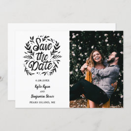 Trouwen Save the Date 2 Foto Botanische Typografie Kaart