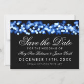 Trouwen Save The Date Blue Hollywood Glam Magnetische Uitnodiging (Voorkant)
