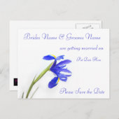 Trouwen Save The Date Briefkaart -paarse irisbloem (Voorkant / Achterkant)