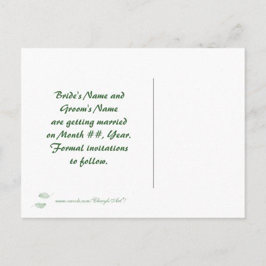 Trouwen Save the date briefkaarten, groene varens Aankondigingskaart (Achterkant)