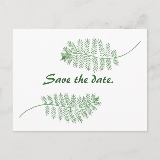 Trouwen Save the date briefkaarten, groene varens Aankondigingskaart (Voorkant)