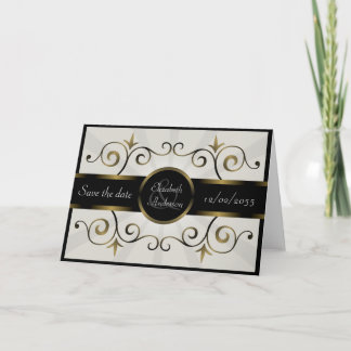Trouwen Save the Date Gold Black Elegant Burst Aankondiging