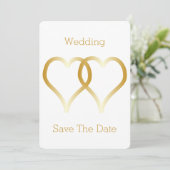 Trouwen Save The Date Gold Hearts (Staand voorkant)