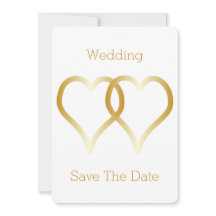 Trouwen Save The Date Gold Hearts