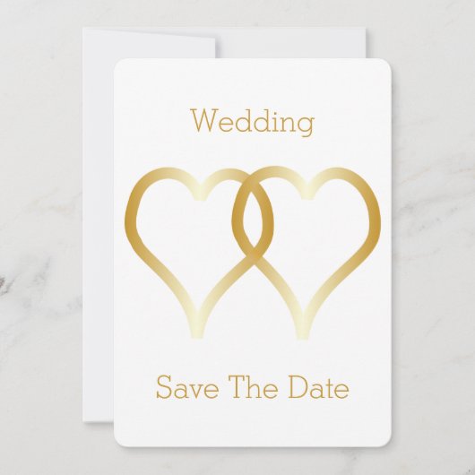 Trouwen Save The Date Gold Hearts (Voorkant)