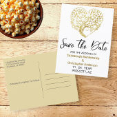 Trouwen Save The Date Gold Tree Heart Aankondigingskaart