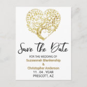 Trouwen Save The Date Gold Tree Heart Aankondigingskaart (Voorkant)