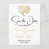 Trouwen Save The Date Gouden Hart Boom op Wit Aankondigingskaart (Voorkant)