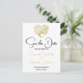 Trouwen Save The Date Gouden Hart Boom op Wit Aankondigingskaart (Staand voorkant)