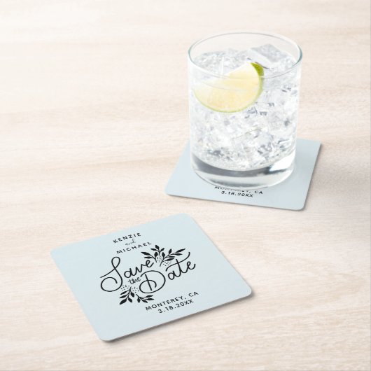 Trouwen Save the Date Hand getekend Botanicals Bla Kartonnen Onderzetters (Insitu)