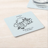 Trouwen Save the Date Hand getekend Botanicals Bla Kartonnen Onderzetters (Schuin)