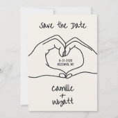 Trouwen Save the Date Hand getrokken handen Hart Kaart (Voorkant)
