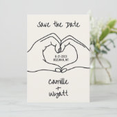 Trouwen Save the Date Hand getrokken handen Hart Kaart (Staand voorkant)
