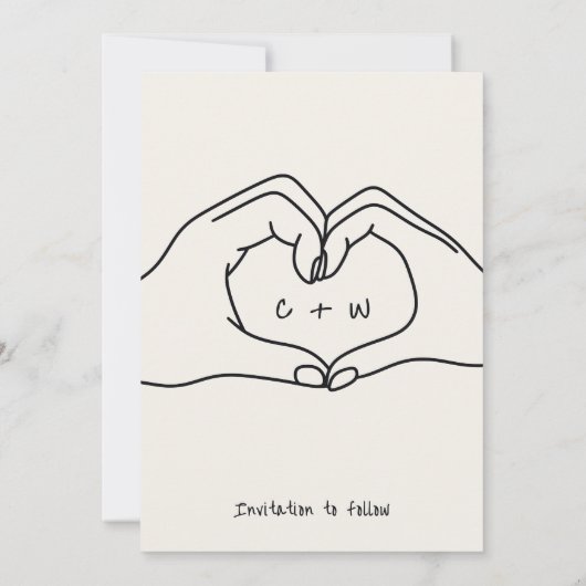 Trouwen Save the Date Hand getrokken handen Hart Kaart (Achterkant)