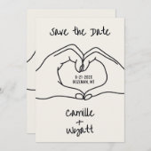 Trouwen Save the Date Hand getrokken handen Hart Kaart (Voorkant / Achterkant)