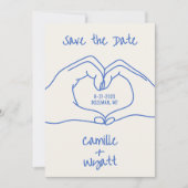 Trouwen Save the Date Hand getrokken Hart Handen B Kaart (Voorkant)