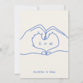 Trouwen Save the Date Hand getrokken Hart Handen B Kaart (Achterkant)