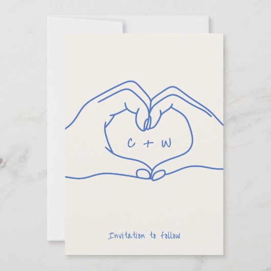 Trouwen Save the Date Hand getrokken Hart Handen B Kaart (Achterkant)