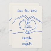 Trouwen Save the Date Hand getrokken Hart Handen B Kaart (Voorkant / Achterkant)
