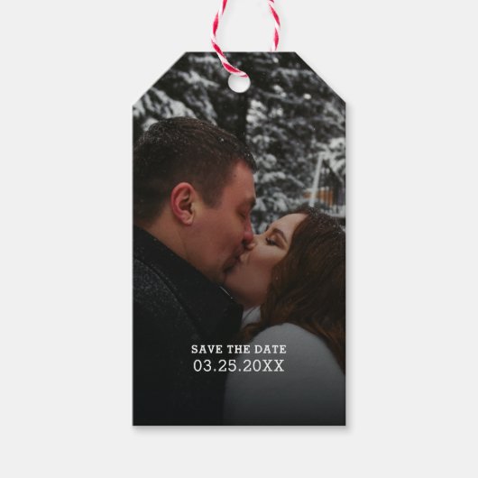 Trouwen Save The Date Kerstmis Cadeaulabel (Voorkant)