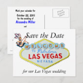 Trouwen Save the Date Las Vegas Teken en Showgirl Aankondigingskaart (Voorkant / Achterkant)