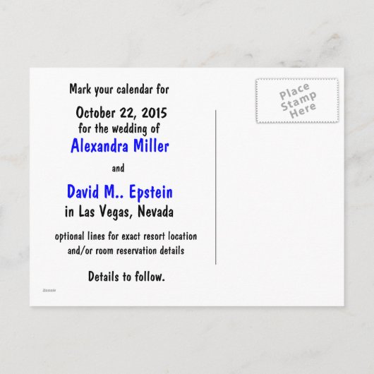 Trouwen Save the Date Las Vegas Teken en Showgirl Aankondigingskaart (Achterkant)