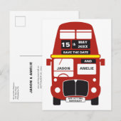 Trouwen Save the Date London Bus Aankondigingskaart (Voorkant / Achterkant)