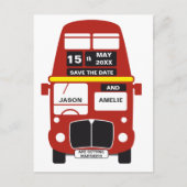 Trouwen Save the Date London Bus Aankondigingskaart (Voorkant)