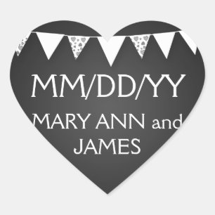 Trouwen Save The Date Love Bunting Black Hart Sticker