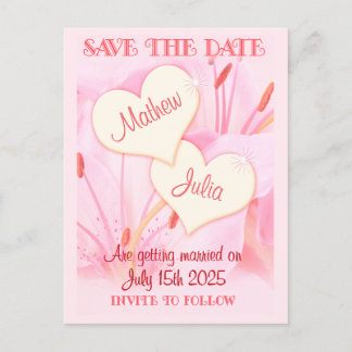 Trouwen Save The Date Magneet Roze Lelie Ontwerp Briefkaart