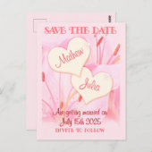 Trouwen Save The Date Magneet Roze Lelie Ontwerp Briefkaart (Voorkant / Achterkant)